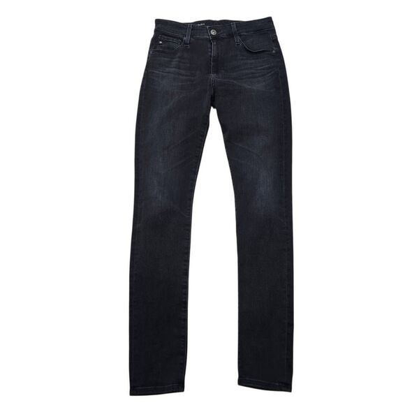 AG Farrah Skinny Ankle High Rise Jeans Women's 26 Black Stretch Pockets Zip Fly - Picture 1 of 7